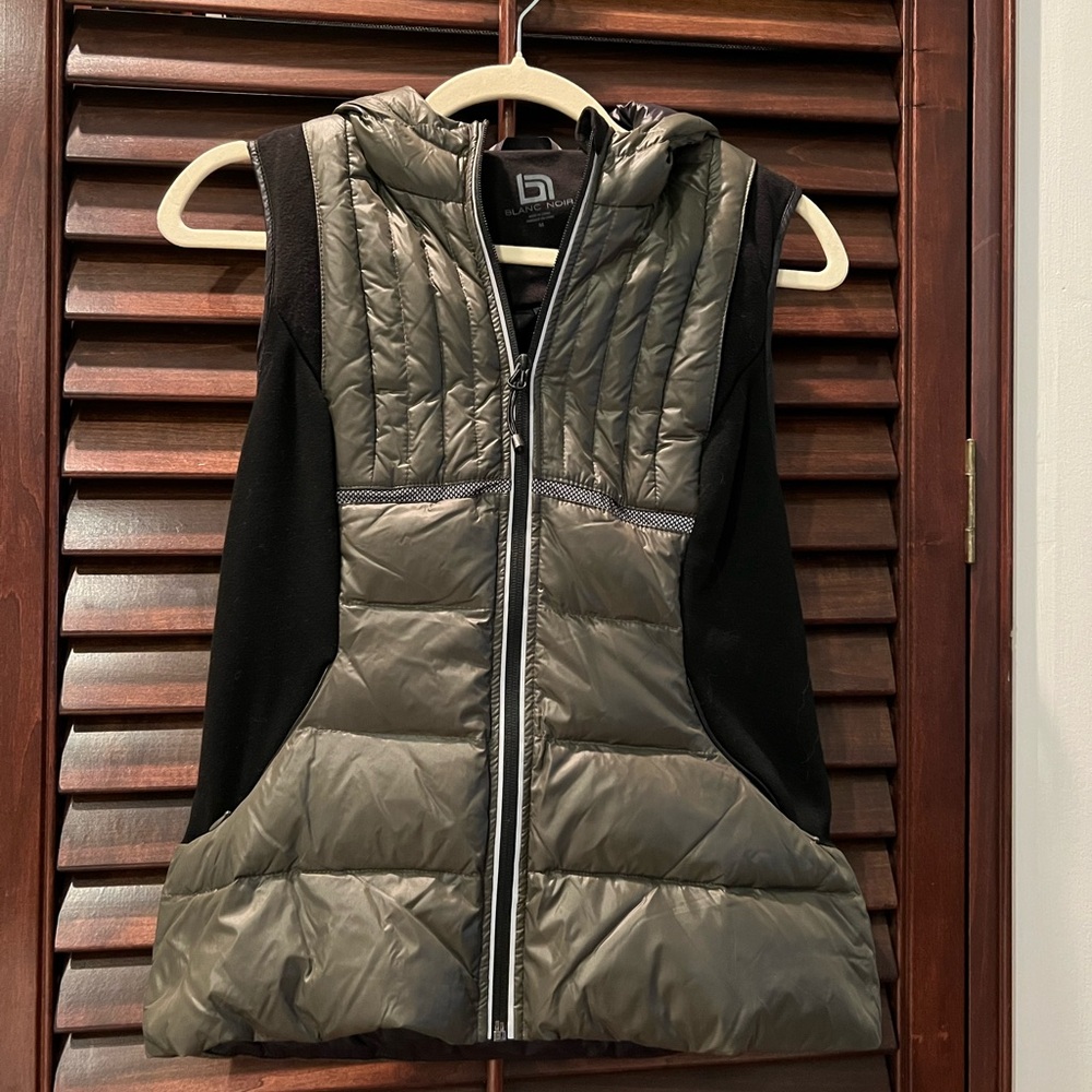Blanc Noir Black and Olive Reflective Puffer Vest
